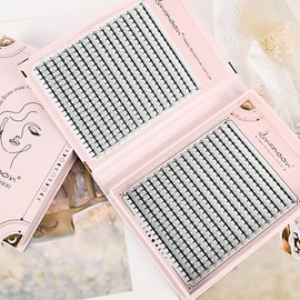 Lunamoon Volume Eyelashes, Prefabricated Fan Eyelashes, 10D Volume, Premade Fans Eyelash Extensions, Pack of 640 (10D-0.07-D, 8-15 mm)