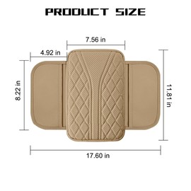 Mandark Car Center Console Cover, Leather Vehicle Armrest Cushion with 2 Storage Bags, Automotive Interior Arm Rest Seat Protection Box Pad Accessories, Universal for SUV, Sedan, Truck (Beige)
