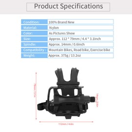 CHICIRIS Bike Pedal Toe Cage Kids, 1 Pair Nylon Cycling Pedals Toe Clips Straps For Fixie Mountain Bikes Accessories