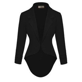 Hybrid & Company Womens Casual Work High Low Blazer Jacket JK45590 1073T Black Medium