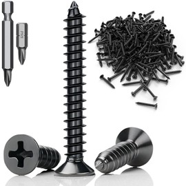 Mbsomnus 30 Pieces M5 x 40 mm Screws Set Stainless Steel 304 Wood Screws Black Cross Head Tapping Screws Full Thread with Screwdriver Bit for Window Mounting Furniture Office Equipment DIY