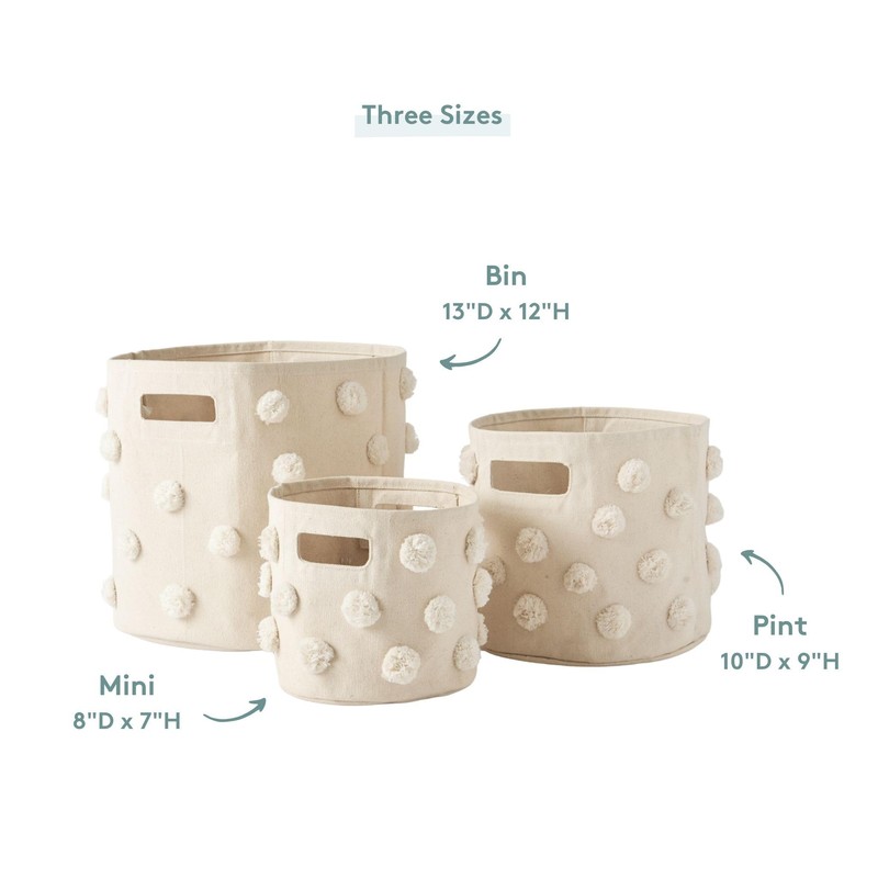 Pehr Pom Pom Basket, Bin (Blush) | 100% Cotton Canvas
