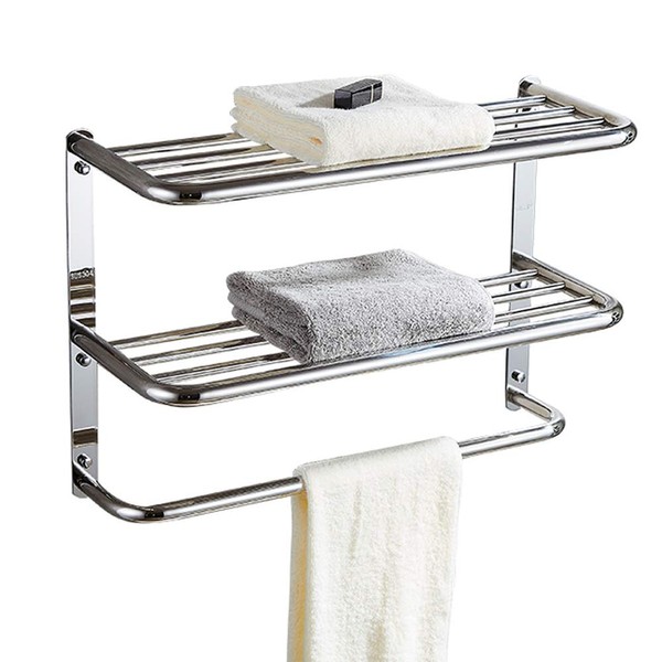 30 Inch Bathroom Shelf 3-Tier Wall Mounting Rack with Towel Bars, Extra Long