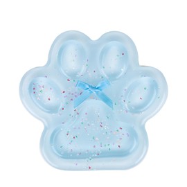 Cat Paw Squeeze Toy, Glitter Soft Big Jelly Kitty Paw with Bowknot Cute Squeeze Fidget Stress Relieving Toys Party Favor for Kids Adults School Office (Blue)