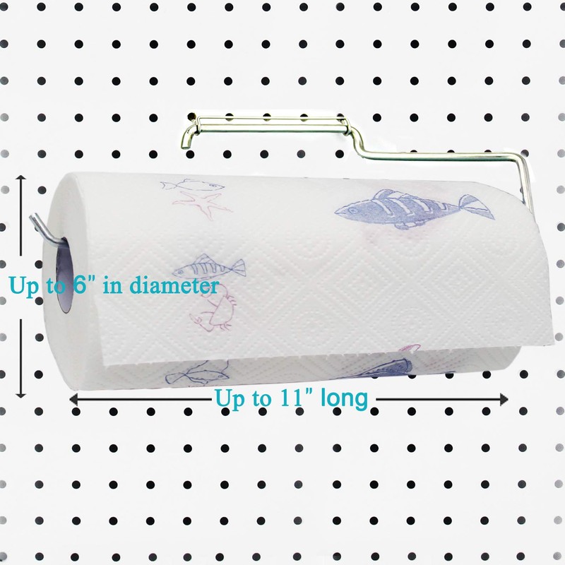 1 Pack Sturdy Steel Pegboard Paper Towel Holder | Hook