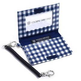 N5913200 Unisex Children's Passcase, Train Bifold with Coil Chain Hook, Checked Large, Navy Blue, Colorful Candy Style