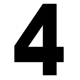 Merriway BH04432 (4 Pcs) Black Vinyl Stick-On Wheelie Bin Post Box Crate Dust Bin Numbers 50mm (2 inch) Number 4 - Pack of 4 Pieces