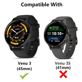 HOMTERN Schutzhülle kompatibel mit Garmin Venu 3, 45 mm, kristallklar, harte PC-Hülle mit gehärtetem Glas, Displayschutzfolie, vollständige Abdeckung, stoßfest, kratzfest