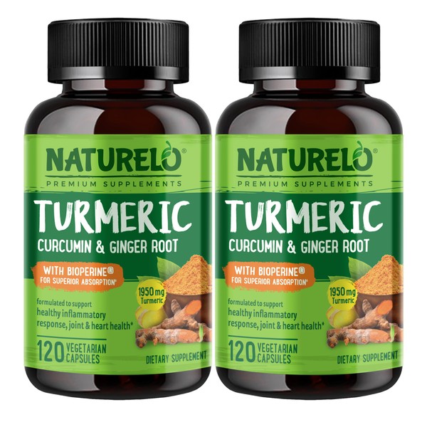 NATURELO NATURELO Turmeric Curcumin - BioPerine for Better Absorption -