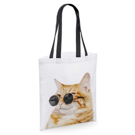 Ginger Cat Gifts for Cat Lovers Owners - Reusable Shopper Shoulder Tote Bags with Cats on - White