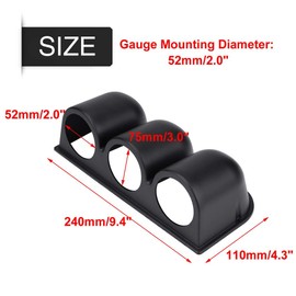 52mm car triple 2" gauge holder gauge dash pods Gauge holder Console Dashboard Pod triple 52mm, Universal 52mm/2" 3 Hole Triple Dash Gauge Meter Pod Mount Holder Black