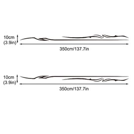 Leasinder 2Pcs 137.7'' Universal Stripe Graphics Car Auto Body Side Sticker Stripes Racing Sports Self-Adhesive Side Strip Decal Decoration Accessories for Truck SUV Off-Road Vehicles (Line Black)