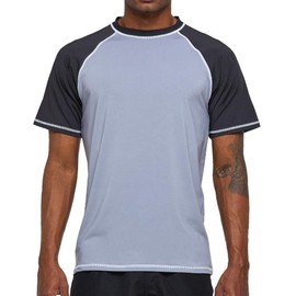 Arcweg Rashguard Men Short Sleeves Diving UV Protection UPF 50+ Elastic Rash Vest Loose Fit Top Swimming Quick Drying Surfing Pool T-Shirt Sports Top Rashie XL(EU) Grey