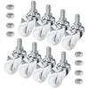8 PCS Swivel Stem Casters,M8 White 25mm(1 inch) Castor Wheels