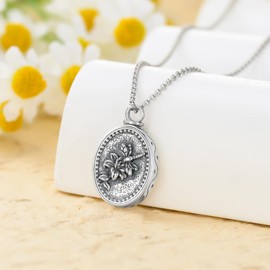 PROESS Lily Dragonfly Urn Necklace for Ashes 925 Sterling Silver Lily Cremation Necklace Dragonfly Jewelry Gifts for Women Men