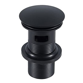 Wasserrhythm Pop up Basin Waste Matte Black Slotted for Bathroom Sinks with Overflow Click Clack Sprung Plug 1/4 BSPP UK Standard