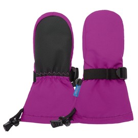 American Trends Toddler Gloves Waterproof Winter Gloves for Girls Boys Warm Ski Snow Kids and Baby Mittens Outdoor Purple(No Thumb) 0-2 Years