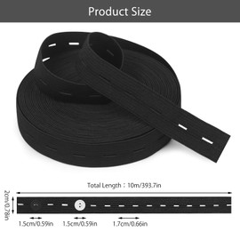 ZMDMAH 2 Rolls of 14 m Elastic Band with Button Eyelets, Elastic Band Width 20 mm and 20 Buttons with Scissors, Elastic Elastic Band Sewing for Trouser Skirt, Headband, Buttons, Waist Tensioner for
