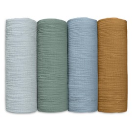 Muslin Swaddle Blanket Muslin Cloth Baby Swaddle Cloths for Newborns, Pack of 4 Muslin Blanket, Large 95 x 100cm Baby Blanket - Baby Swaddle Blanket Burp Cloths for Baby Shower Bright Color