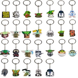 YUANHUISHENG 26PCS Baby Yoda KeyChains Party Favors Set, Baby Yoda Merchandise Classroom Exchange and Game Prizes Gift for Kids Boys and girls