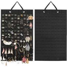 Earring Organizer, 2 Pcs Hanging Jewelry Organizer Bag, Jewelry Organizer for Women and Girl, Large Jewelry Organizers and Storage Capacity Holds up to 600 Pairs (Black)