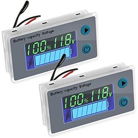 2 Pieces Battery Meter Monitor with Low Voltage Buzzer Alarm 10 - 100V Digital Battery Capacity Tester Battery Capacity Indicator Battery Meter Golf Cart Voltage Temperature Switch Meter Panel