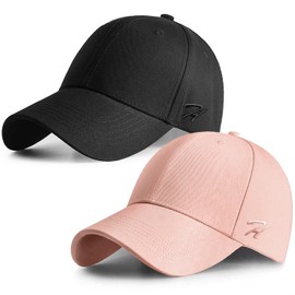 HASAGEI Baseball Cap Men Women Baseball Cap Pure Colour Baseboard Baseball Cap Cotton Cap for Tennis Golf Travel, Black + Pink