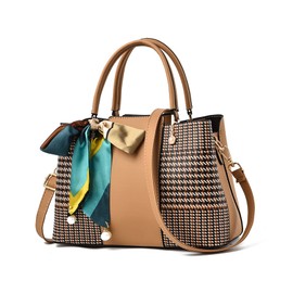 NICOLE & DORIS Fashion Top Handle Bag Designer Handbags for Women Exquisite Shoulder Bag Tote Bag Medium Size Crossbody Bag with Ribbon for Shopping Travel Gift Khaki