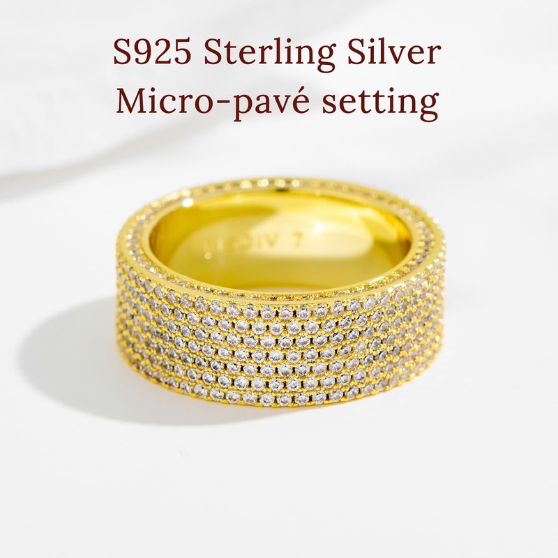 VISDIV Gold Wedding Rings for Women 925 Sterling Silver 14k