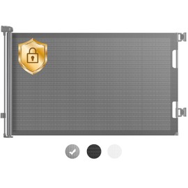 HAMOPY Retractable Baby Gates, 33" Tall, Extends up to 71" Extra Wide Baby Gate, Durable Auto-Lock Mesh Dog Gate, Pets and Child Safety Gates for Stairs, Doorways, Hallways, Indoor, Outdoor(Grey)