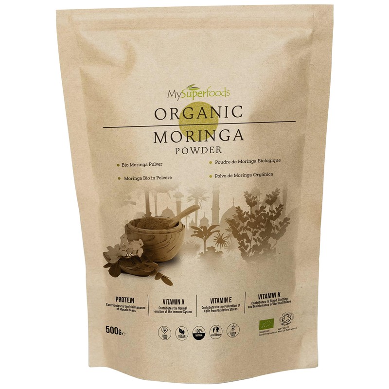 Organic Moringa Powder 500g, Rich Source of Vitamin A &