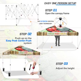 EAGLE PEAK 10x10 Pop Up Canopy, Instant Outdoor Canopy Tent, Straight Leg Pop Up Tent for Parties, Camping, The Beach and More, 100 Square Feet of Shade, Vegetable