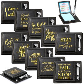 Tenceur 10 Pcs Inspirational Gifts Bulk Sticky Notes Thank You Gift Motivational Pen Holder with PU Leather Box, Christmas Appreciation Gifts for Employee Nurse Coworker Team Staff Teacher Student