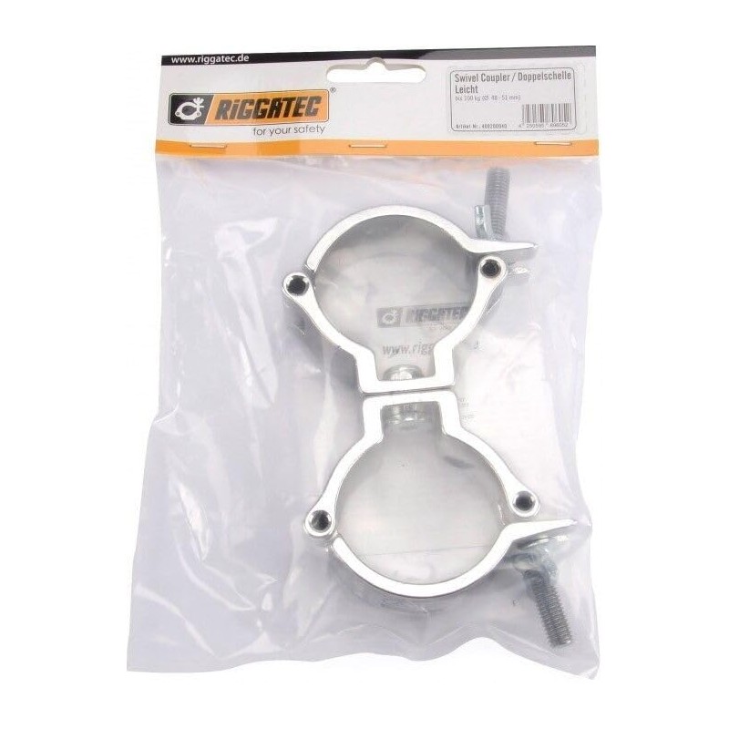 Riggatec Double Clamp Swivel Coupler Light Silver up to 100
