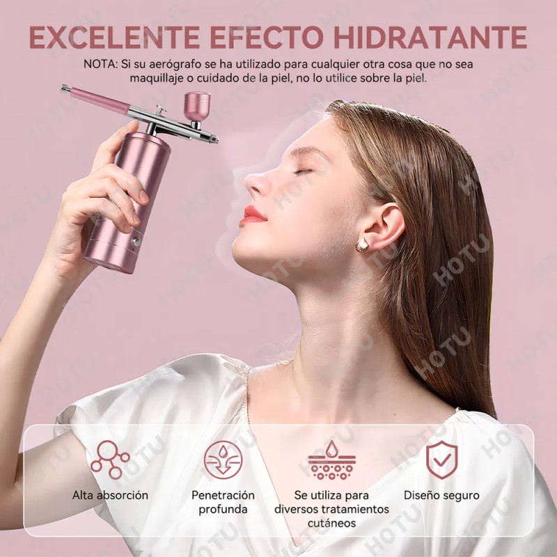 Kit Aerógrafo Portátil Tensky para Uñas Maquillaje con Compresor Rosa