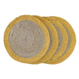 Nature4u 100% Jute Hand Braided Placemat Set of 4 Rustic Vintage Farmhouse Table top & Dining Table Round Placemat for Parties (14” Diameter, Natural Beige) Set of 4