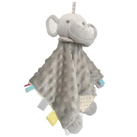 Elephant Baby Security Blanket with Stuffed Animal Super Soft Plush Tags Toy Cute Snuggle Blanket Soothing Sensory Toy Comfort Appease Towel for Baby Toddler Infant,Best Shower Gift - Grey