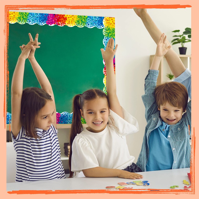 ERKE 60 Feet Bulletin Board Borders, Confetti Scalloped Rolled Border