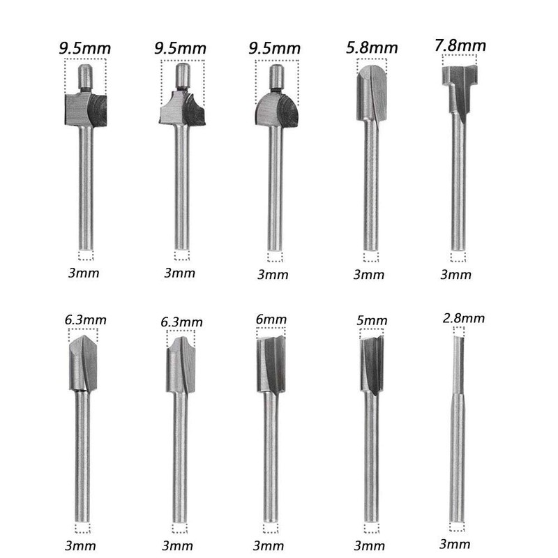 Mesee 10 Piece Cutter Set, HSS Rotary Cutting Burr Set,