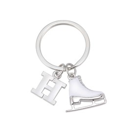 LIKGREAT Ice Skate Keychain Figure Skating Keychains for Girls Initial Ice Skating Charm Key Chain Backpack Decoration (H)