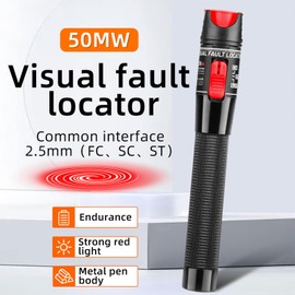 FYBOPTWU - 2pc 50km Visual Fault Locator VFL Fiber Tester Visual Fault Locator Fiber Optic Cable Tester with 2pcs Singlemode 9/125um FC Male to LC Female Adapter, Red Switch