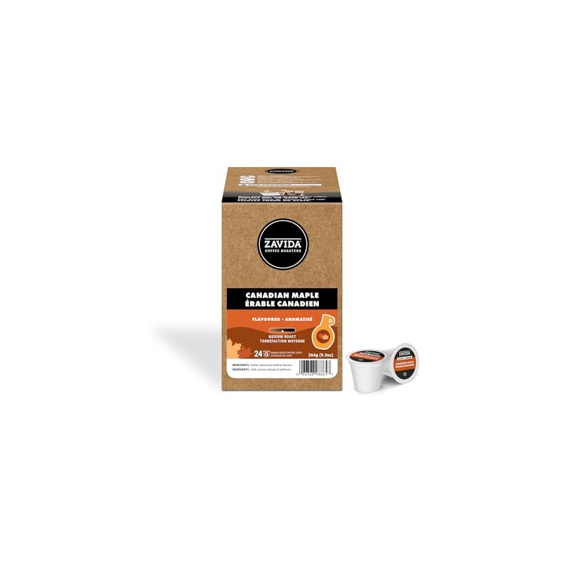 Zavida Canadian Maple Single Serve Coffee Capsules, Compatible with Keurig