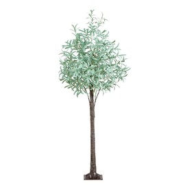 Nearly Natural 6-FT Artificial Olive Tree with 420 Warm White LED Lights, Faux Olive Tree Indoor Home Décor, Pre-lit Fake Tree with Lifelike Fruits and Sturdy Base Stand