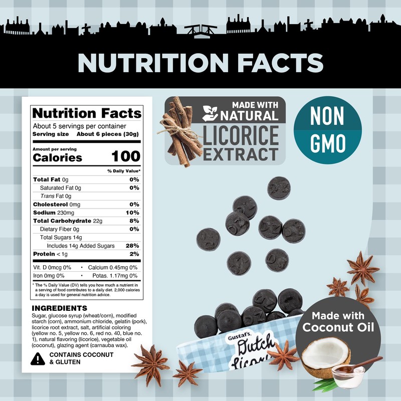 Gustaf's Dutch Licorice Double Salt Coins - 5.2oz Bag -