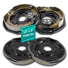 Trailer Electric Brake Assembly,12" x 2" Electric Brakes Kit for 7000 lbs Axle NOT Self-Adjusting 5-Hole Mounting, Backing Plates Trailer Brake Kit 2 Pairs 23-108-00/23-181-00