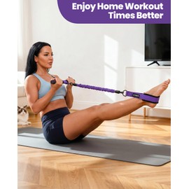 Multifunctional Portable Pedal Resistance Band with Handle for Women - 3 Adjustable Tubes for Core, Abs, Arm & Leg Workouts | Home Gym Equipment (Purple)