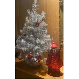 Unbranded Santa Claus 15oz Red Glass Cup w/Straw