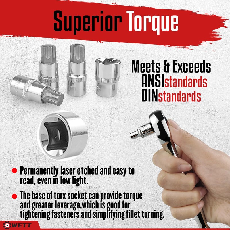 WETT Master Torx Bit Socket and External Torx Socket Set,