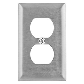 Bryant Electric SS8 1-Gang, 1-Duplex, Standard Size 302/304 Stainless Steel Wall Plate, With Removable White Protective Film