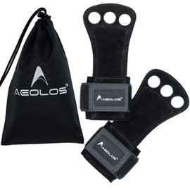 AEOLOS Leather Gymnastics Hand Gloves-Great for Gymnastics,Pull up,Weight Lifting,Kettlebells and Cross Training (black2 layers leather XS)